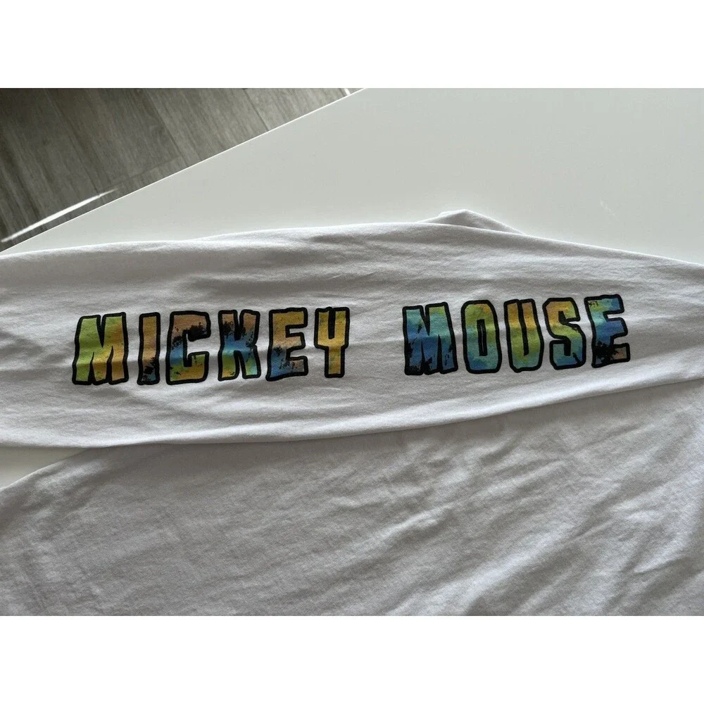 Disney Mickey Mouse Tie Dye Watercolor 2 Sided T Shirt Long Sleeve Tee Adult XXL - Picture 7 of 8